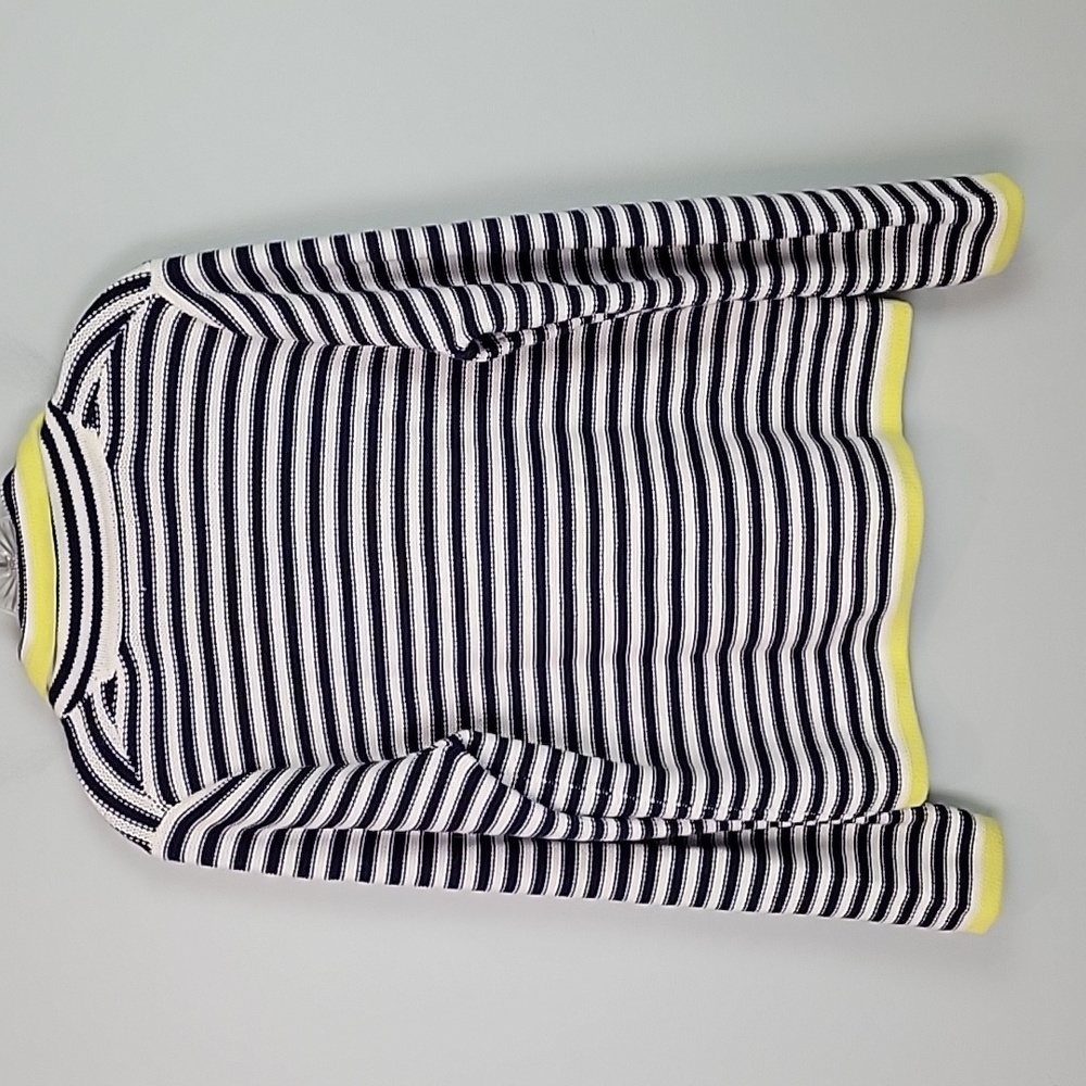 Lands' End gold crest buttons tipped all cotton cardigan sweater size Medium - Picture 4 of 5